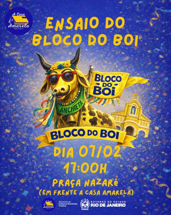 Cartaz do ensaio do Bloco do Boi
